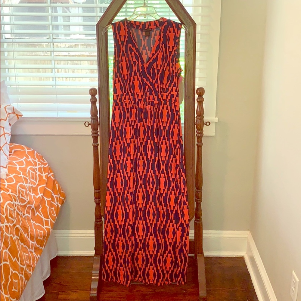 Navy and Orange Maxi Dress
